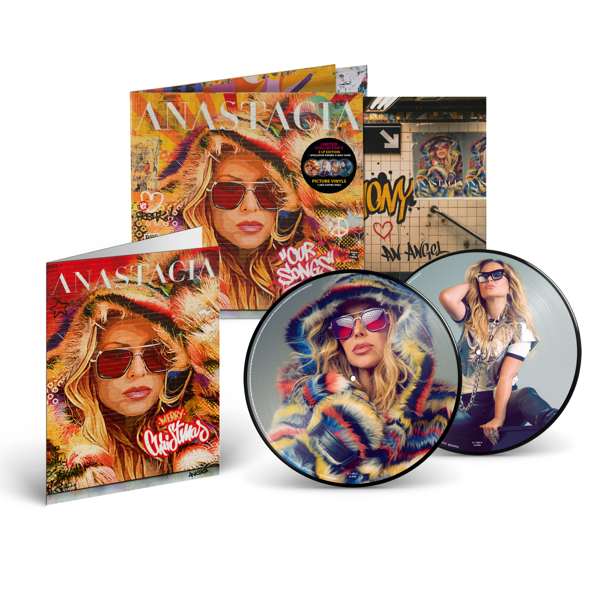 Eine Abbildung der 2LP Picture Vinyl Box zum Album "Our Songs" mit Bildern der Sängerin Anastacia